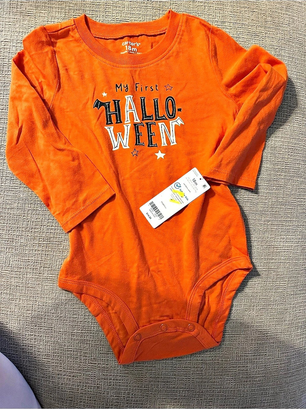 Carter's My First Halloween Long-Sleeve Bodysuit Baby Bodysuit Orange 18M NWT